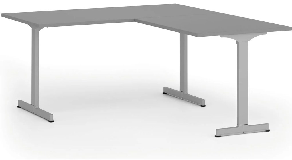 Kancelársky stôl PRIMO BETA L, 160x180 cm, sivá podnož, grafit