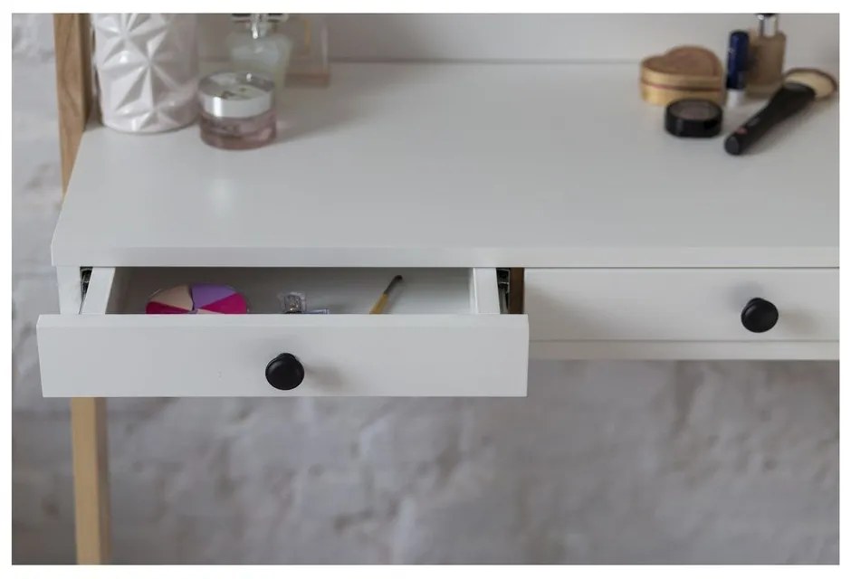 Biely toaletný stojan so zásuvkou a zrkadlom Ragaba Leno