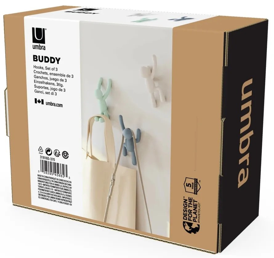 Nástenné plastové háčiky v súprave 3 ks Buddy - Umbra