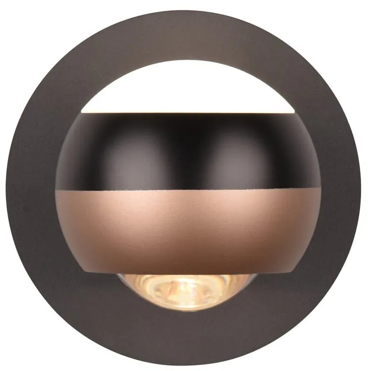 LED nástenné svietidlo ø 10 cm v čierno-medenej farbe Orbit – Trio Select