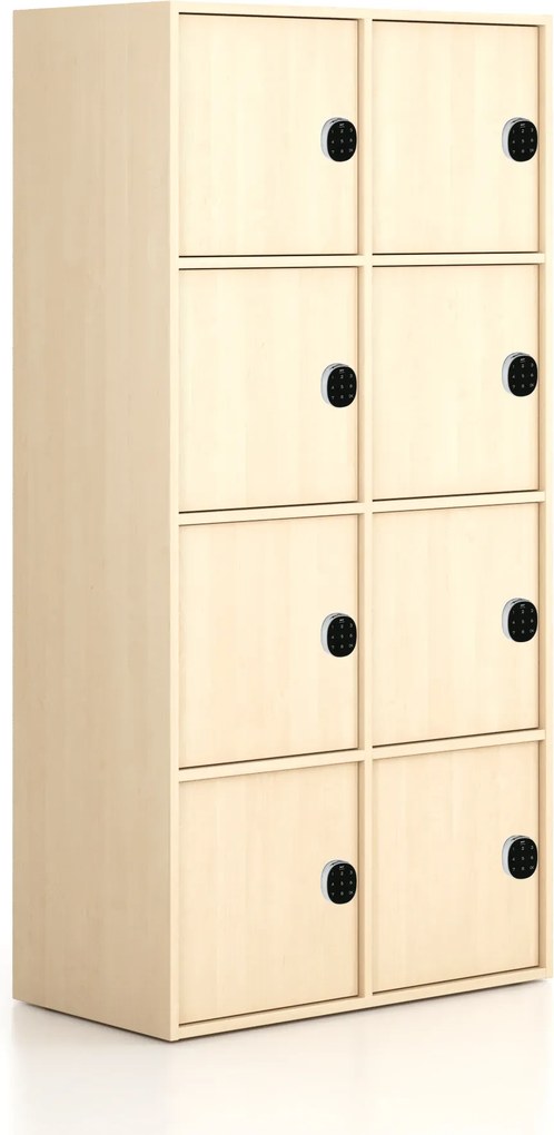 Kancelárska skriňa FRAME, 8x dvere, 872 x 450 x 1735 mm, kódový zámok, breza