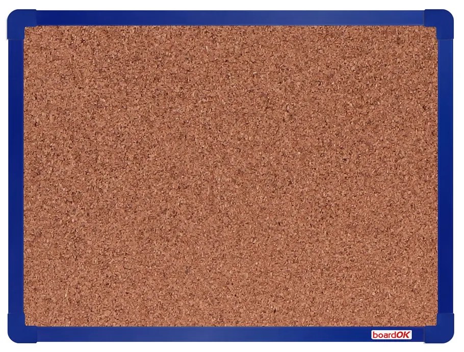 Korková nástenka boardOK v hliníkovom ráme, 600 x 450 mm, modrý rám