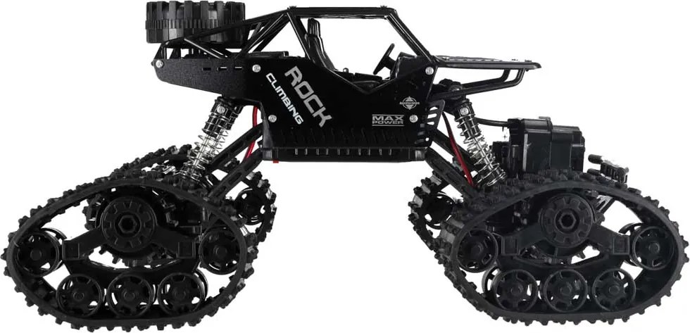 KIK Diaľkovo ovládané RC Horolezecké auto 4x4 Crawler 2v1 (pásy/kolesá) čierne 2,4 GHz