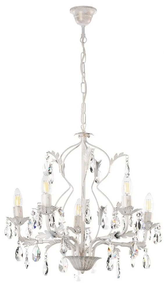 ONLI - Luster na reťazi TERESA 5xE14/6W/230V biela OL0085
