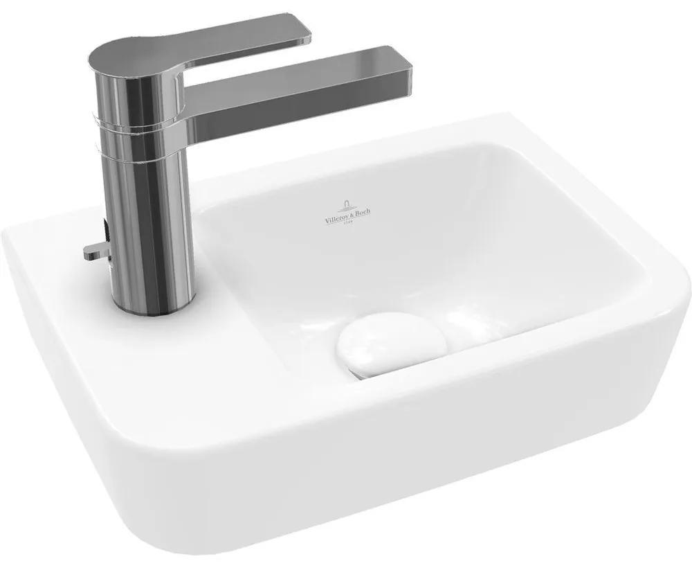 VILLEROY &amp; BOCH O.novo Compact závesné umývadielko s otvorom vľavo, bez prepadu, 360 x 250 mm, biela alpská, 43423701