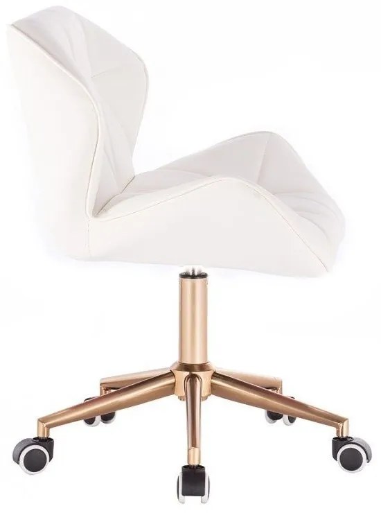 LuxuryForm DESIGN Stolička MILANO na zlatej podstave s kolieskami - biela