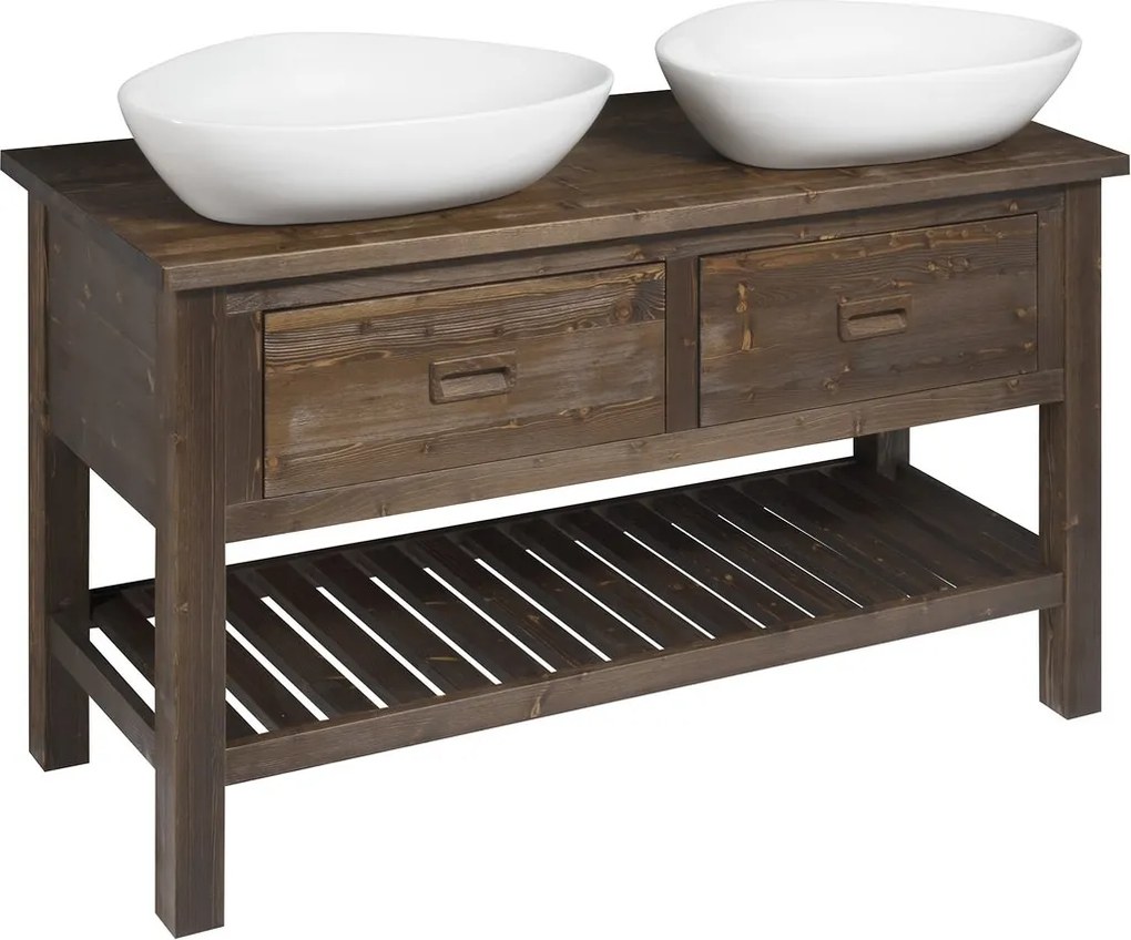 Sapho Sapho, BRAND umývadlová skrinka 130x73x50cm, morený smrek, BA131S