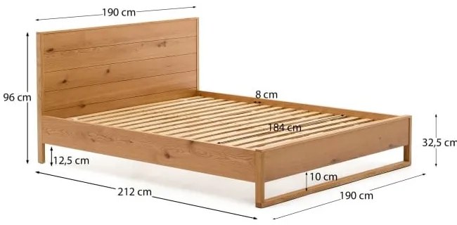 Dvojlôžková posteľ z dubového dreva s roštom 180x200 cm v prírodnej farbe Alguema – Kave Home