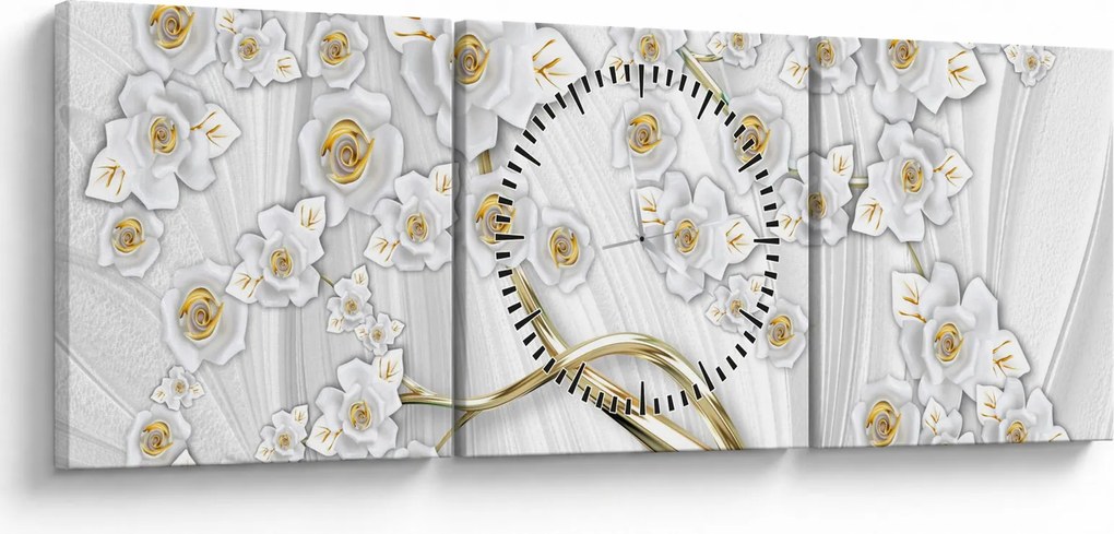 Obraz - Strom so zlatým dekorom (s hodinami) (90x30 cm)