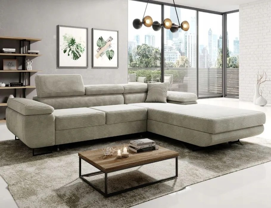 Praktická rohová sedačka Astorp L v látkovej farbe krémová