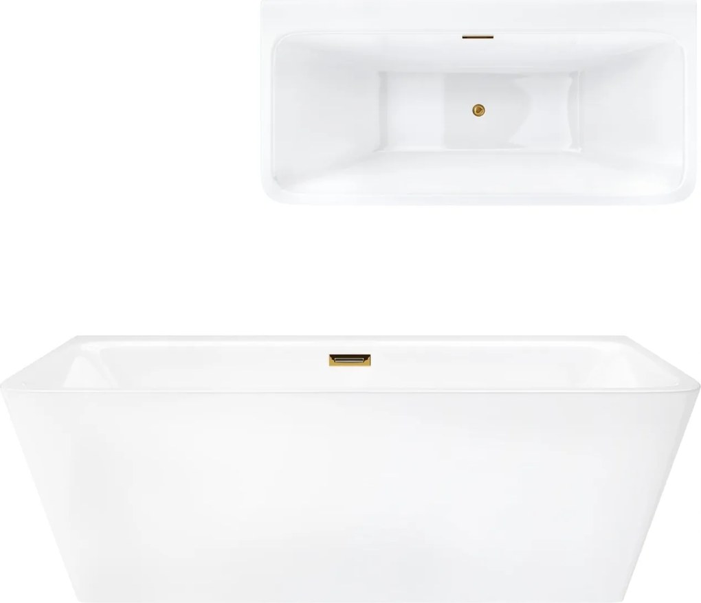Nástenná vaňa Corsan Iseo 150 cm, široký okraj, zlatá povrchová úprava