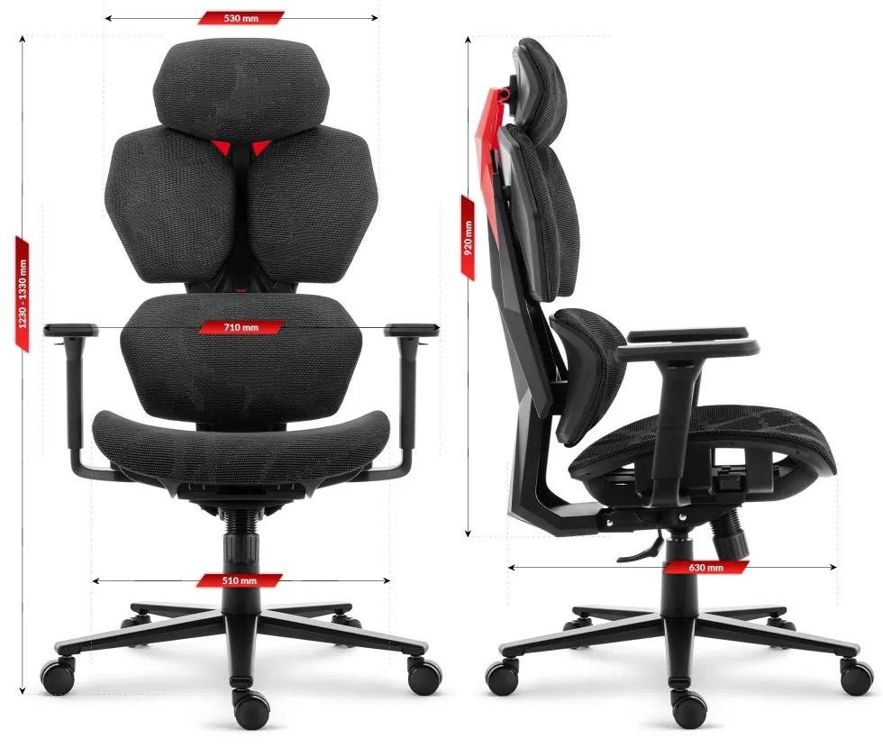 Ergonomická textilná otočná kancelárska stolička - HC-1010 Black