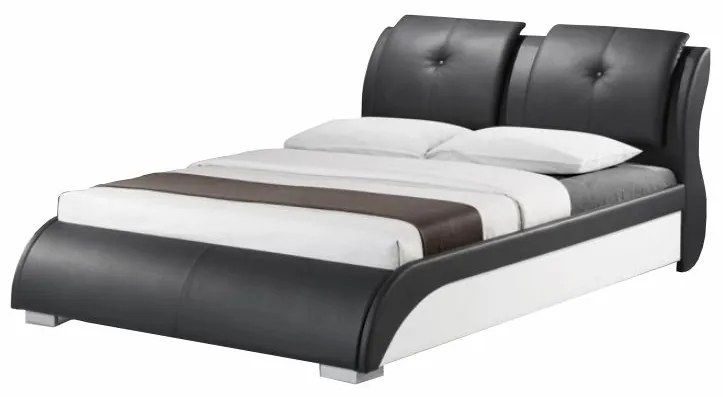 KONDELA Torenzo 160 čalúnená manželská posteľ s roštom čierna / biela