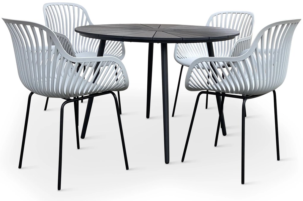 Noela Záhradný jedálenský set Wilder + 4x kreslo GABY sivá