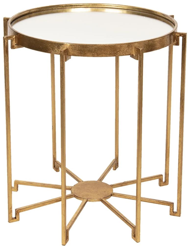 Zlatý odkladací stolík so sklenenou doskou - Ø 53 * 54 cm