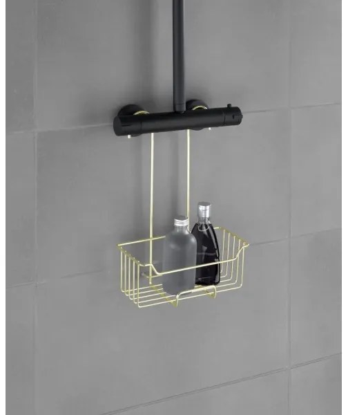 WENKO 25937100 - Sprchový kôš MILO 25x36 cm nerezová oceľ/zlatá/číra