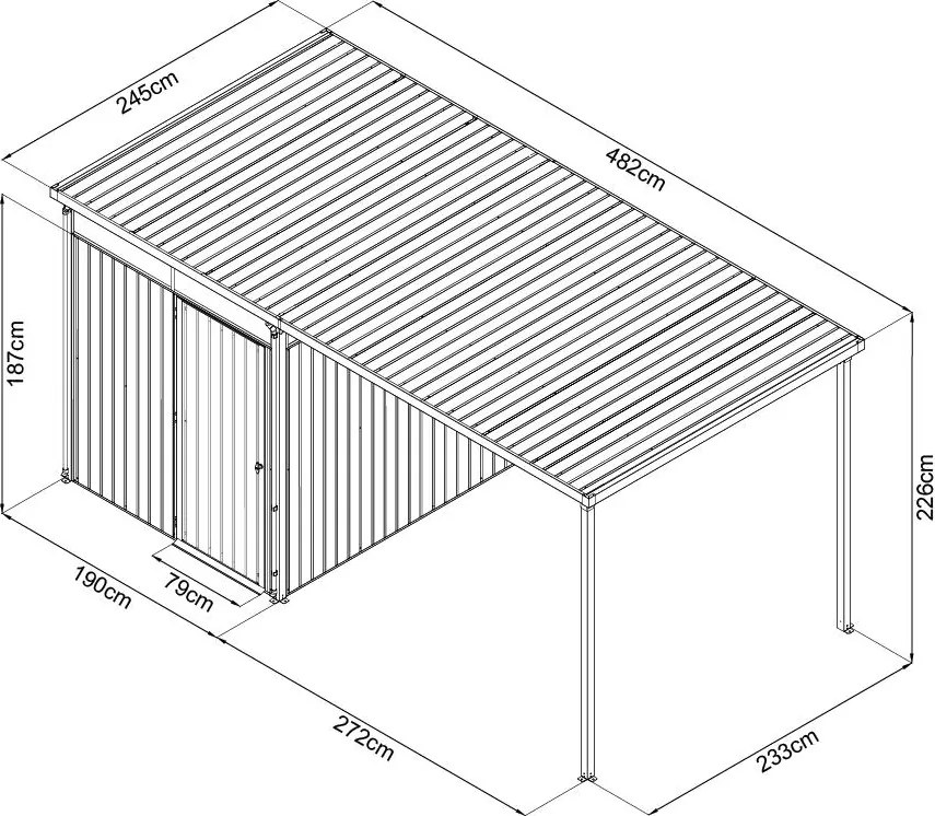 Záhradný domček so svetlíkmi Avenberg MAGNUS + prístavba 2.5 x 4.9 m - Premium