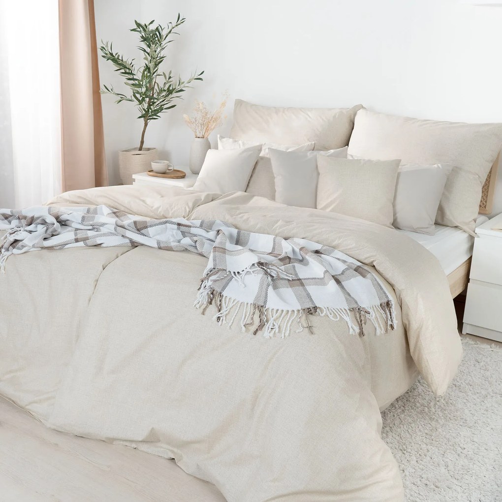 Goldea bavlnené posteľné obliečky - prírodné režné 140 x 220 a 70 x 90 cm