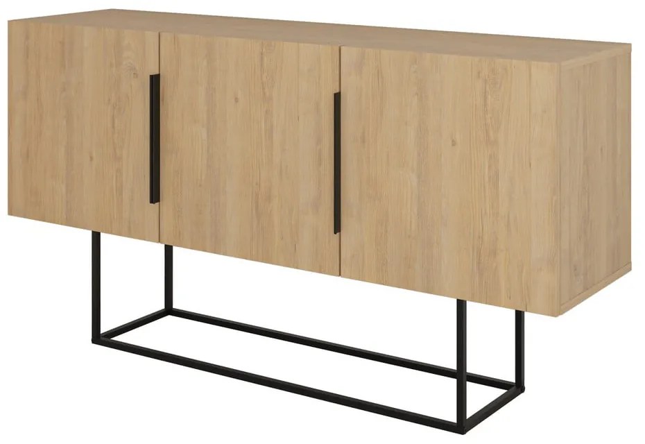 Nízka komoda v dekore duba v prírodnej farbe 150x80 cm Titan – Marckeric