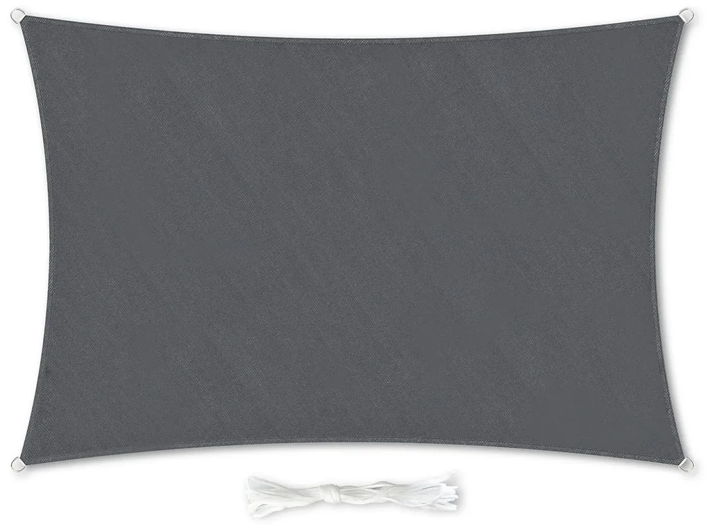 Obdĺžniková slnečná clona, 2 x 3 m, s upevňovacími okami, polyester, priedušná
