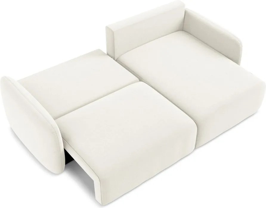 Krémovobiela zamatová rozkladacia/s úložným priestorom rohová pohovka (pravý roh/s leňoškou) Kalena – Makamii