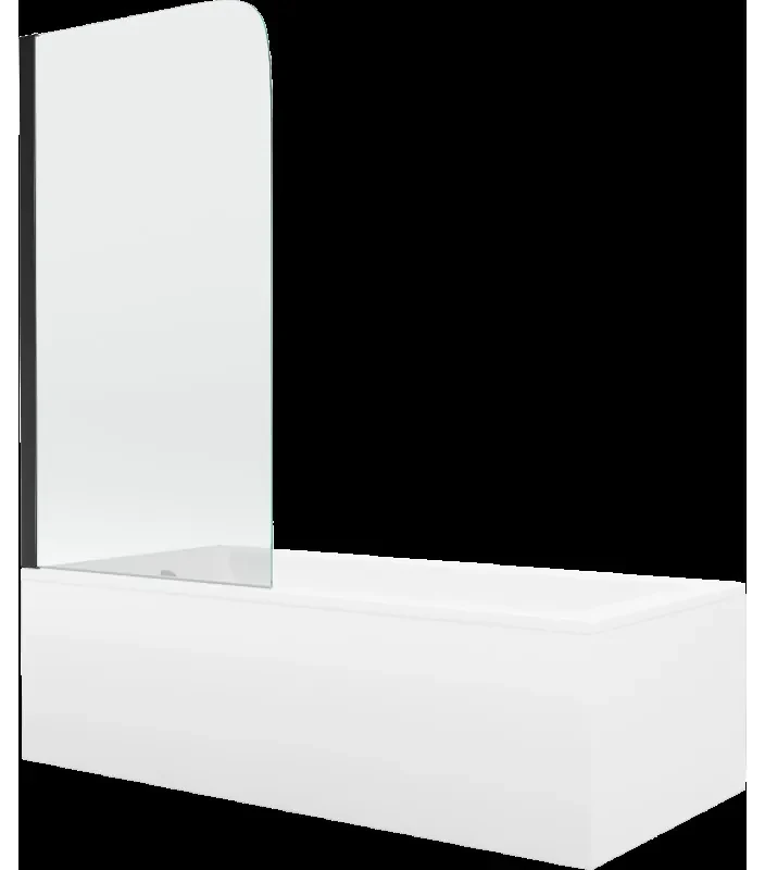 Mexen Cubik obdĺžniková vaňa 150 x 70 cm s obkladom a 1-krídlovou sprchovou zástenou 70 cm, transparentnéné, čierna