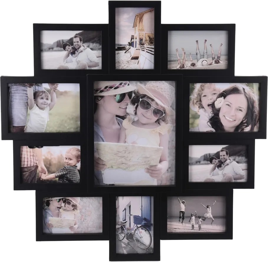 Fotorámček na 11 fotografií Family čierna, 61 x 61 x 2 cm