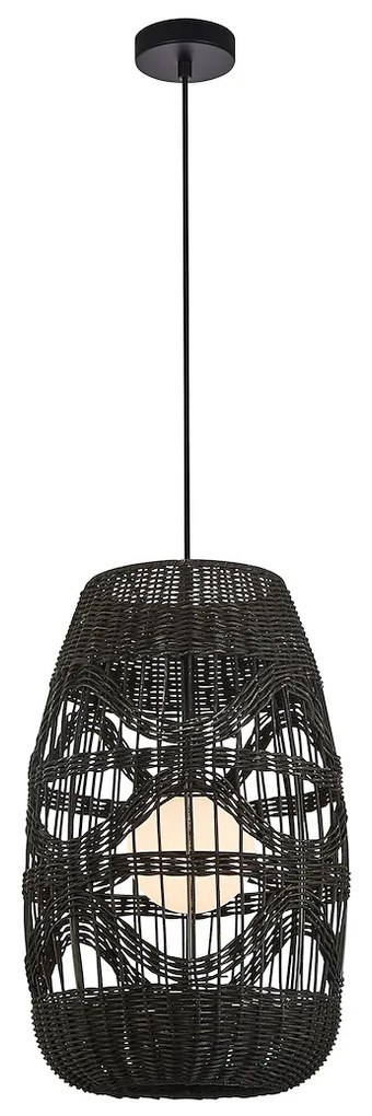 Závesné svietidlo Arona, 1x čierne ratanové tienidlo, (fi 25cm), b