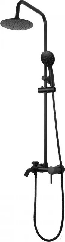Erga Mutabi, sprchový set s batériou, hlavovou sprchou 20 × 20 cm a výtokom, čierna matná, ERG-YKA-BP.MUTABI-20-BLK