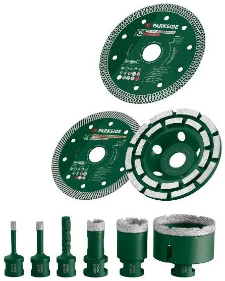 Parkside® Kufrík s náradím na obklady a dlažbu, 9-dielna súprava (100395730)