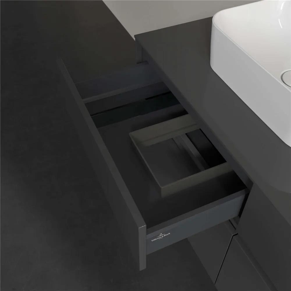 VILLEROY &amp; BOCH Collaro závesná skrinka pod umývadlo na dosku (umývadlo vľavo), 4 zásuvky, s LED osvetlením, 1200 x 500 x 548 mm, Glossy Grey, C098B0FP