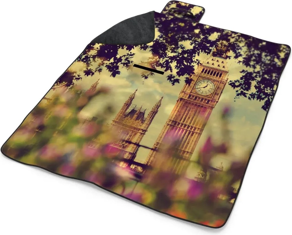 Sablio Plážová deka Paríž Eiffelova veža Flowers: 200x140 cm