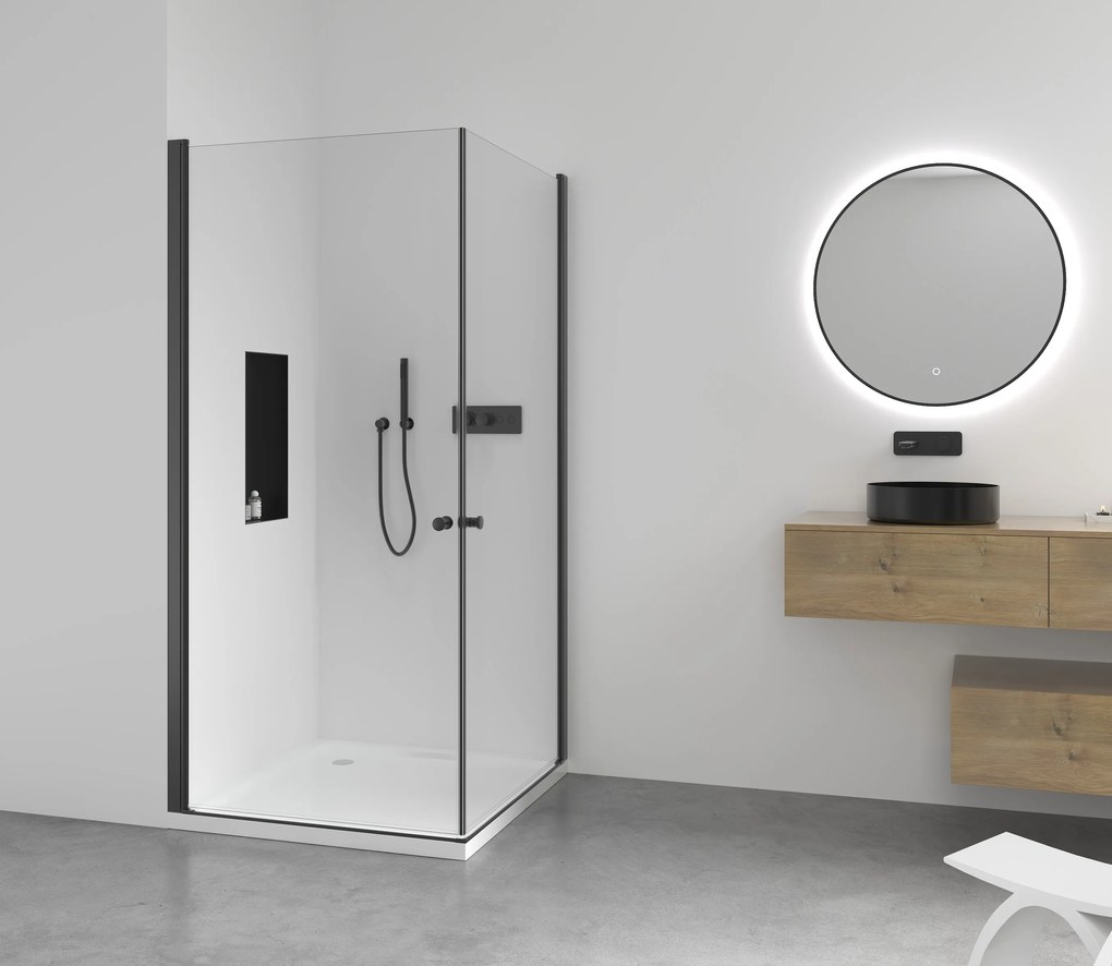 CERANO - Sprchovací kút Antelo Duo L/P - čierna matná, transparentné sklo - 120x90 cm - krídlový, CER-CER-482383
