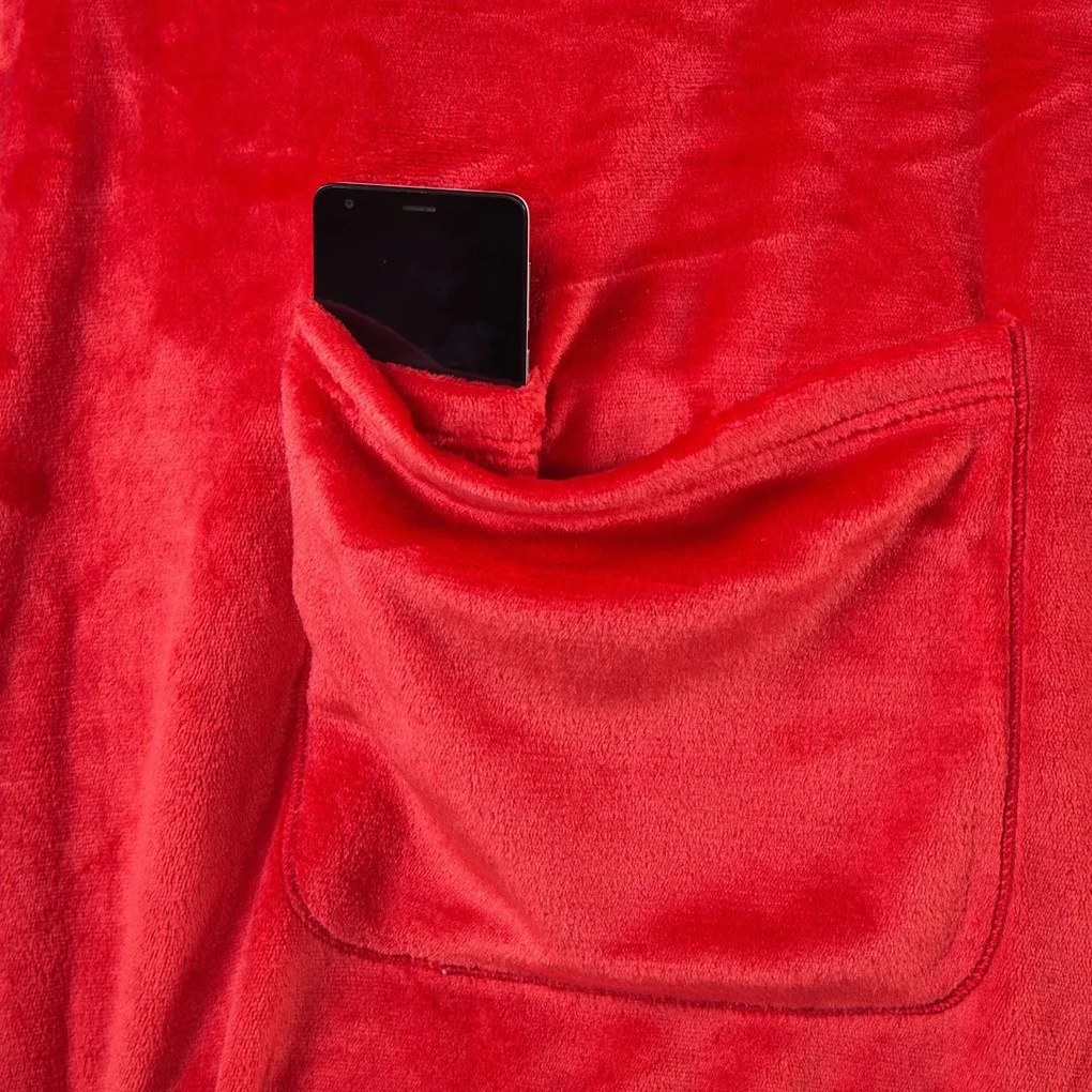 Deka s rukávmi DecoKing Lazy červená, velikost 170x200