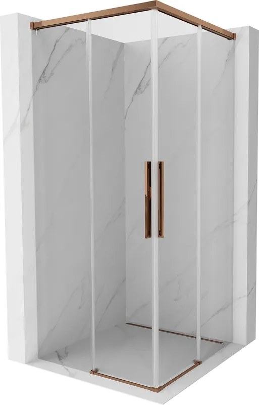 Mexen Rox, Duo posuvný sprchový kút 85 x 85 cm, 8mm číre sklo, ružové zlato profil, 8C2D-085-085-60-00