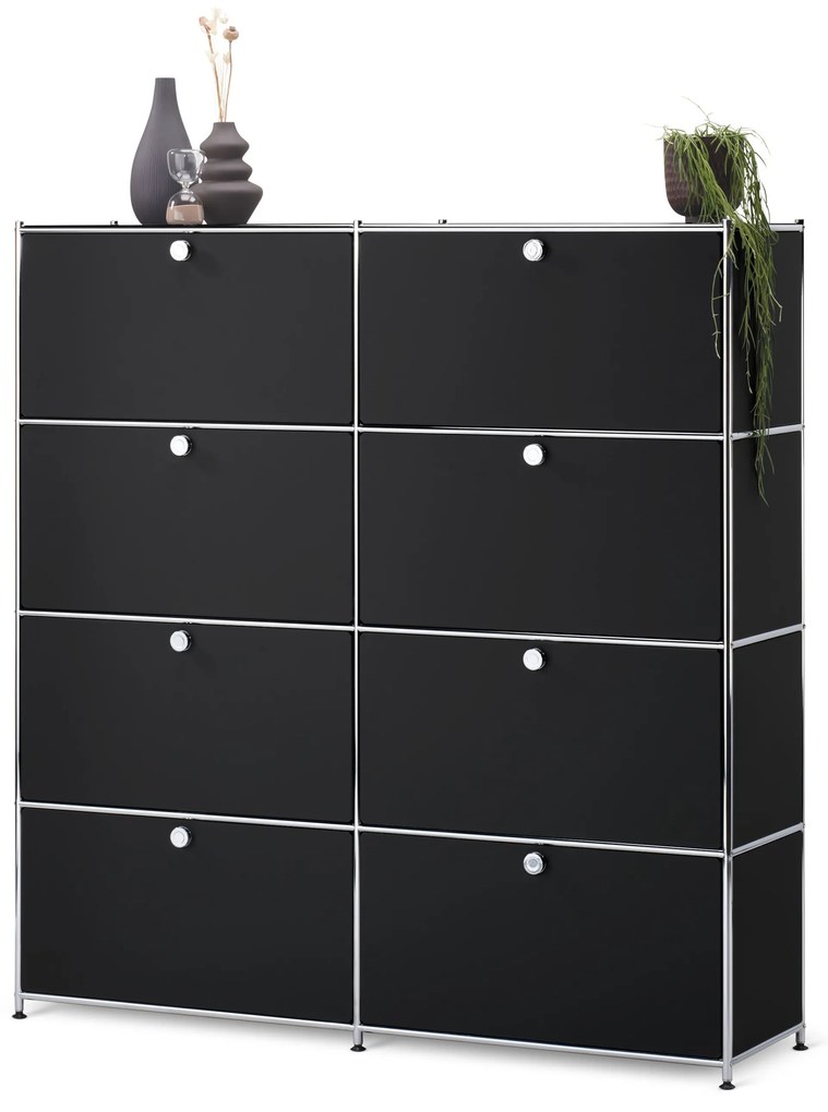 Vysoká komoda »CN3« s 8 výklopnými dvierkami, čierna