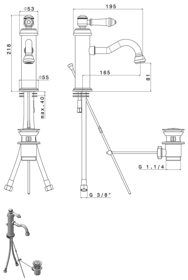 Stojančeková umývadlová batéria v bronzovej farbe Vienna – Sapho