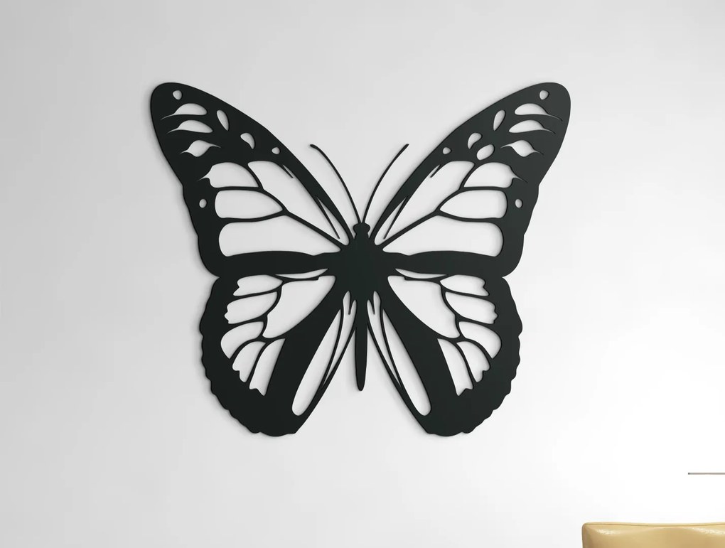 drevko 3D nálepka na stenu Pôvabný motýľ Rozmer obrazu: 27,5 x 32,5 cm, Farba dekorácie: Čierna