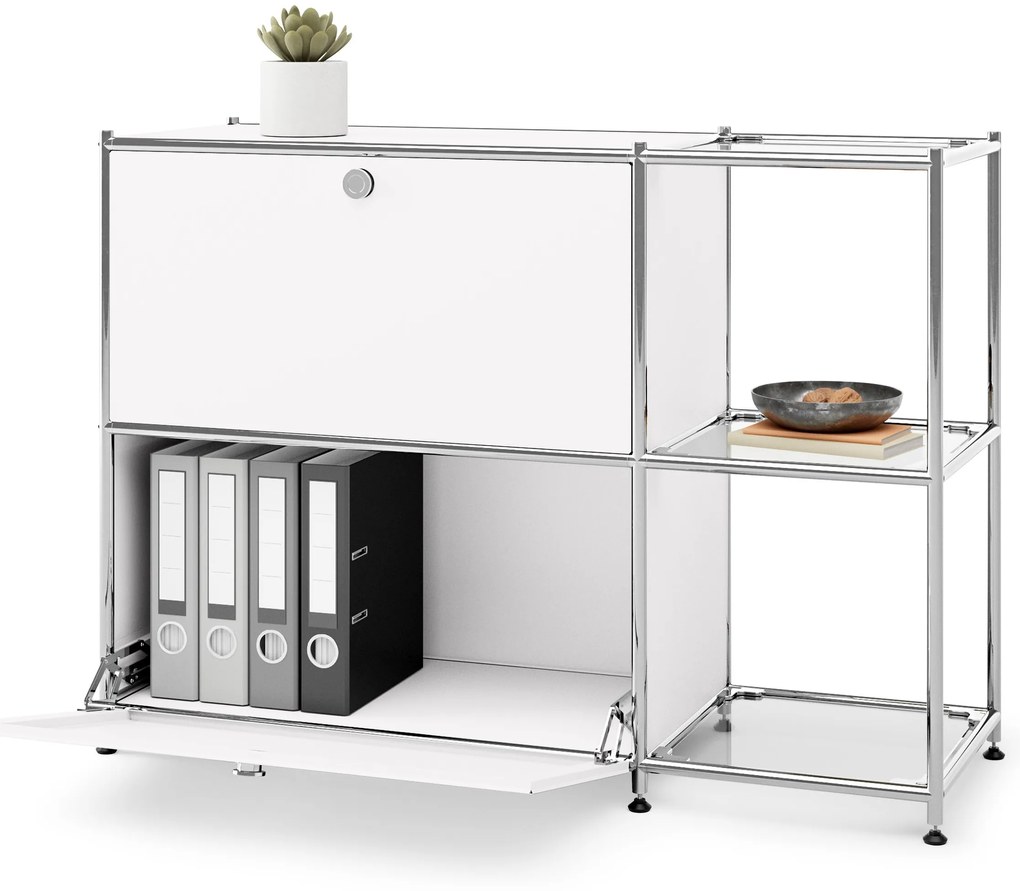 Kovová odkladacia skrinka »CN3« s 2 výklopnými priehradkami, biela