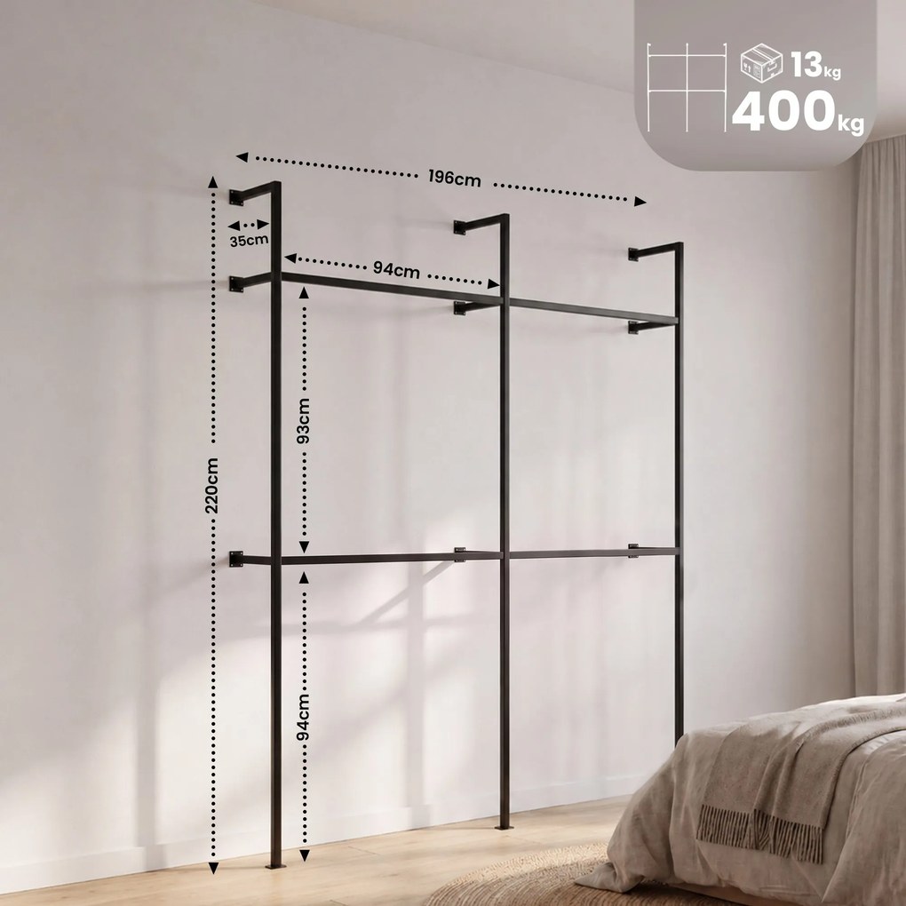 Vešiak na oblečenie Arundel 196x35x220 cm - čierna