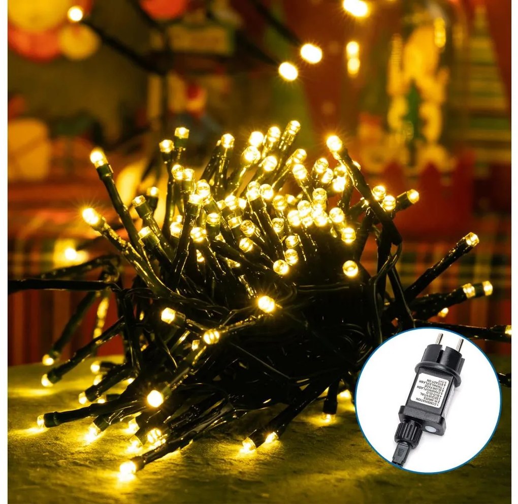 Aigostar - Vonkajší LED vianočný reťazec 600 LED/8 funkcií 18 m IP44 teplá biela