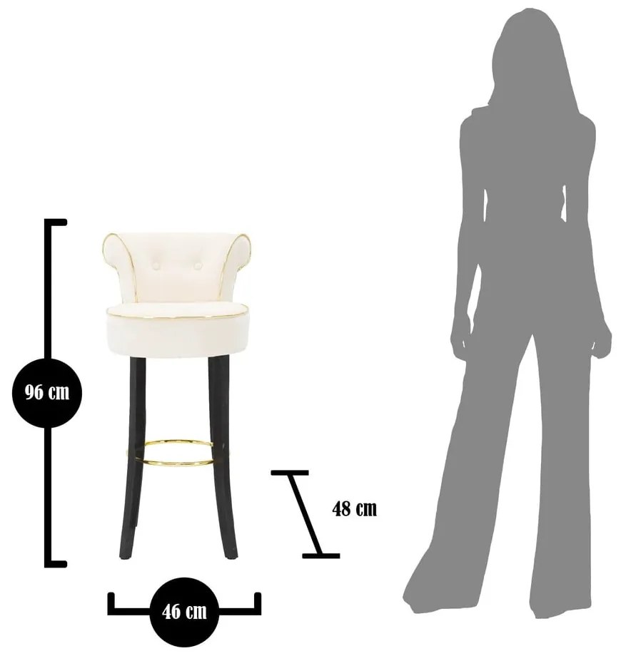 Krémová zamatová barová stolička 96 cm Luxy – Mauro Ferretti