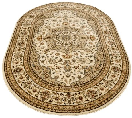 Koberec Super Rose 3792A Ornament kvety, krémový / béžový ovál