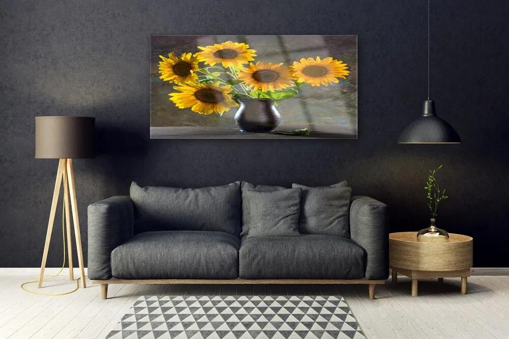 Obraz na akrylátovom skle Slnečnica váza rastlina 120x60 cm