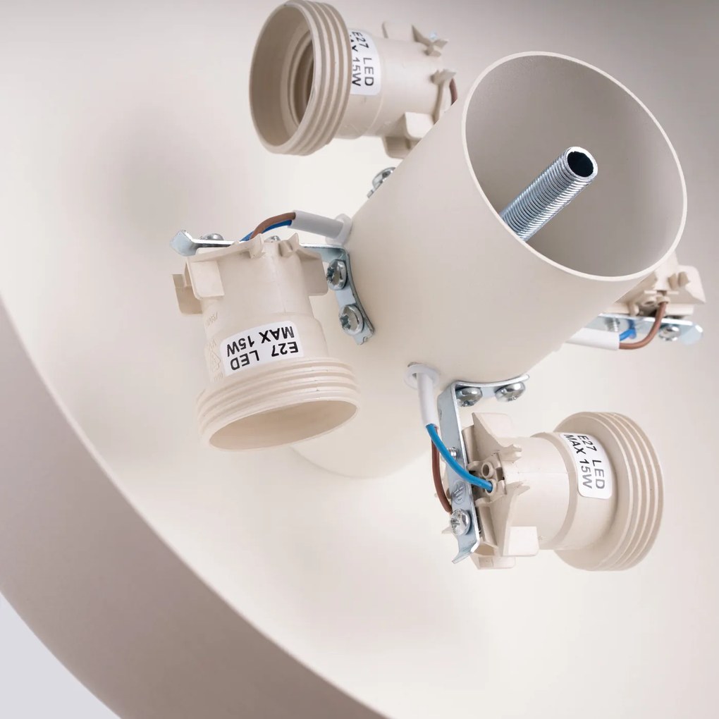 Stropné svietidlo Omiq, 1x béžové kovové tienidlo, (biely plast), (fi 30 cm)