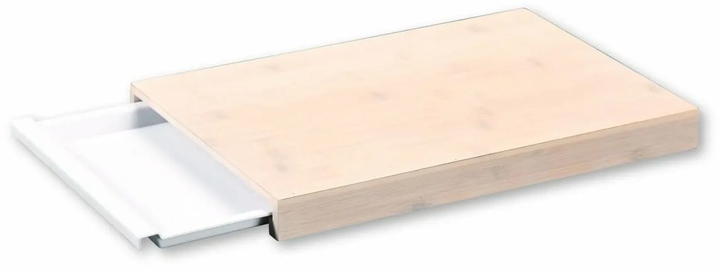 Kesper 57352 Doska na krájanie s odkladacou miskou, biela, 38 x 25,5 x 3,5 cm