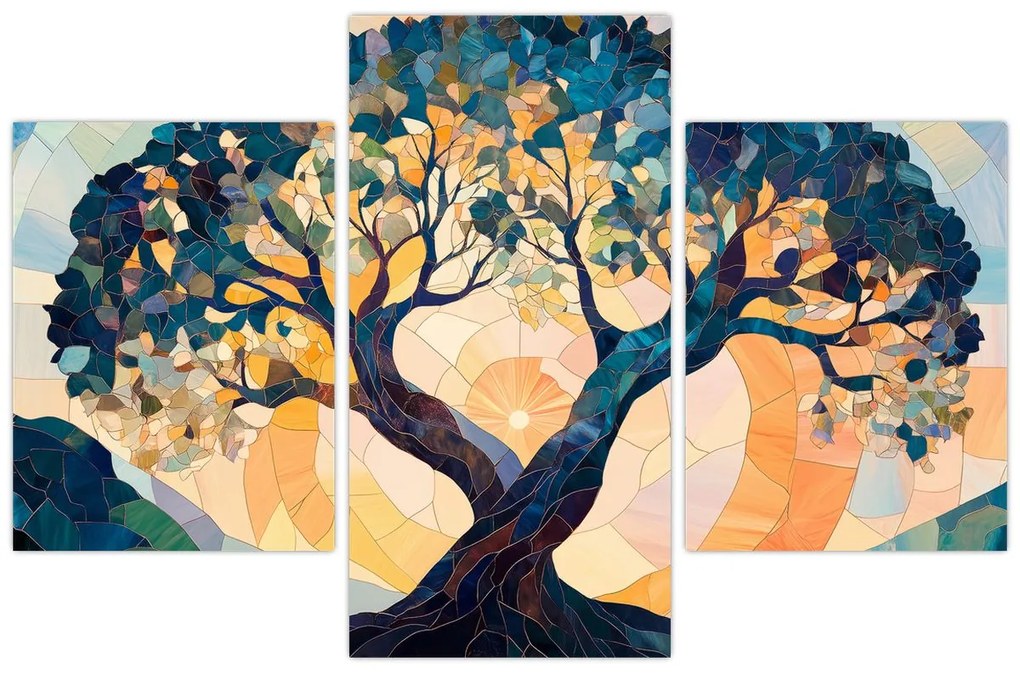 Obraz – Mozaika – slnko a strom II. (90x60 cm)
