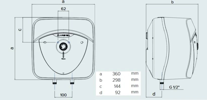 ARISTON ANDRIS LUX 10 Ohrievač elektrický zásobníkový pod umývadlo, 2kW 3100361