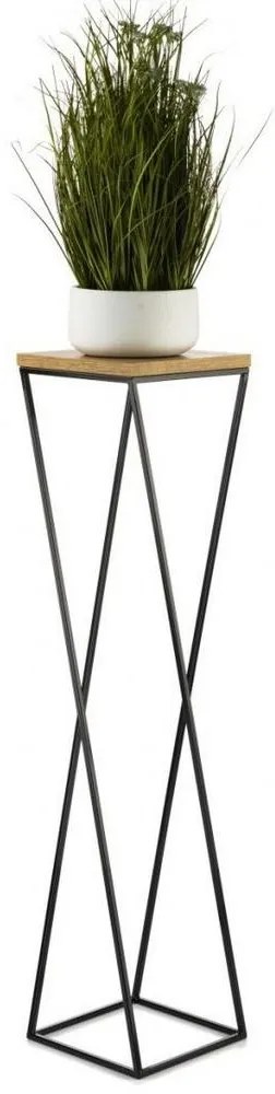 HowHomely Stojan na kvety LOFT 100x24 cm čierna/hnedá 10-1631-100-MDF