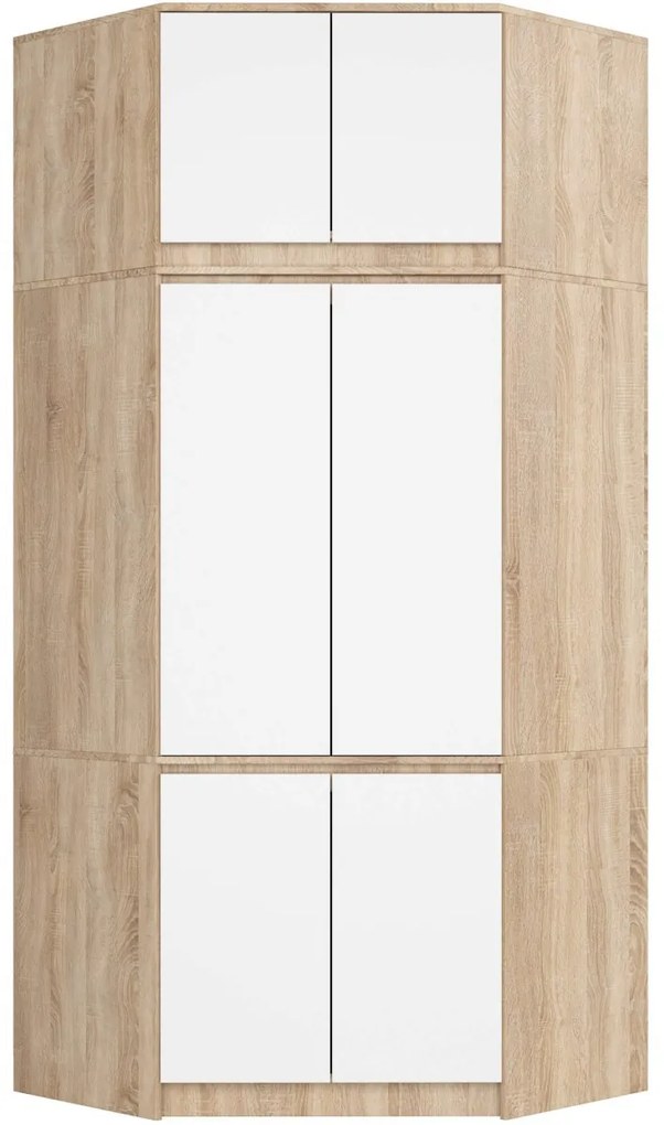 Nadstavec na rohovú šatníkovú skriňu CLP 100 cm dub sonoma/biela